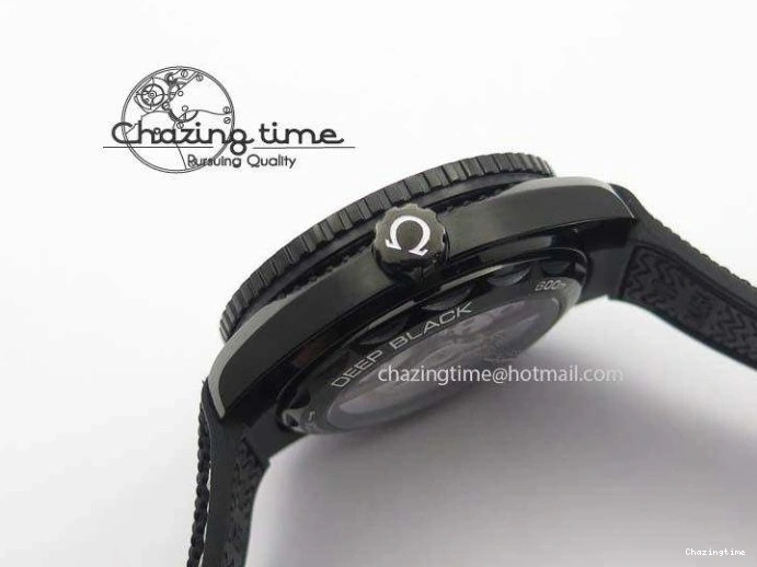 0427 Planet Ocean 45mm GMT DLC JHF Best Edition Black Dial On Rubber Strap A Durable 8194